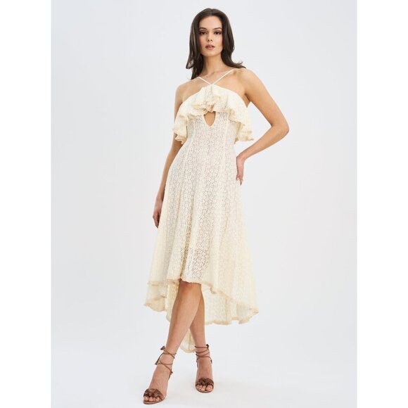Idra Lace  Halter Crochet Midi Dress - Picture 4 of 16